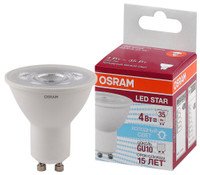 Лампа светодиодная LED 4Вт GU10 4000К 265лм 230V CL PAR16 (замена 35Вт) OSRAM LS (LEDVANCE) 4058075481374