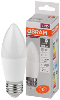 Лампа светодиодная LED 10 Вт E27 3000К 800Лм свеча 220 В (замена 75Вт) OSRAM (LEDVANCE) 4058075579538