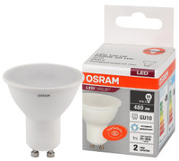 Лампа светодиодная LED 6 Вт GU10 6500К 480Лм спот 220 В (замена 50Вт) OSRAM (LEDVANCE) 4058075581500