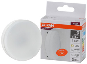 Лампа светодиодная LED 8 Вт GX53 3000К 640Лм таблетка 220 В (замена 60Вт) OSRAM (LEDVANCE) 4058075582248