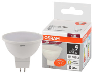 Лампа светодиодная LED 6 Вт GU5.3 3000К 480Лм спот 220 В (замена 50Вт) OSRAM (LEDVANCE) 4058075582545