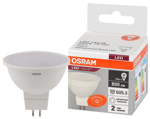 Лампа светодиодная LED 10 Вт GU5.3 4000К 800Лм спот 220 В (замена 75Вт) OSRAM (LEDVANCE) 4058075582903