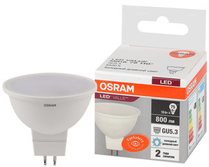 Лампа светодиодная LED 10 Вт GU5.3 6500К 800Лм спот 220 В (замена 75Вт) OSRAM (LEDVANCE) 4058075582934