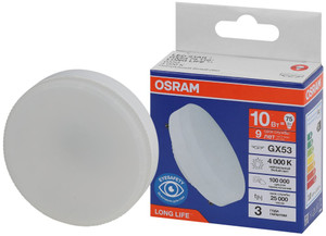 Лампа светодиодная LED 10Вт GX53 4000К 800Лм спот 220В (замена 75Вт) OSRAM (LEDVANCE) 4099854185816