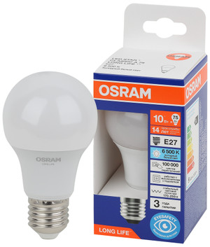 Лампа светодиодная груша LED 10Вт Е27 6500К 806Лм 170-250В (замена 75Вт) OSRAM (LEDVANCE) 4099854186035