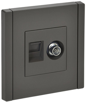 FORTE&PIANO Розетка двойная TV+RJ45 кат.5E FP336 серый IEK (IEK) FP-AK20-1-K03