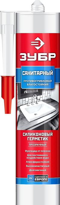 Герметик санитарный силиконовый 280 мл прозрачный (ЗУБР) 41235-2