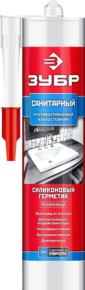 Герметик санитарный силиконовый 280 мл прозрачный (ЗУБР) 41235-2