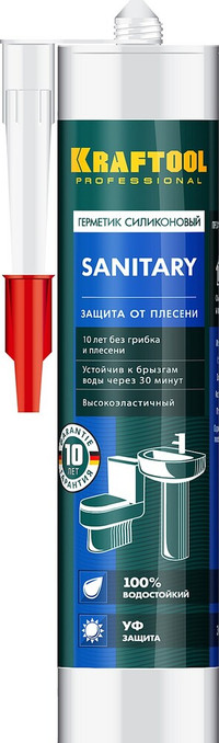Герметик санитарный силиконовый Sanitary 300 мл прозрачный (KRAFTOOL) 41255-2