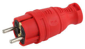 Вилка каучуковая з/з прямая 16A IP44 красная V8-RED-IP44 (ЭРА) Б0044547