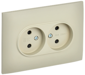 SKANDY Розетка 2-местная без заземления с защитными шторками 10А в сборе SK-R09B бежевый IEK (IEK) SK-R23-10-K10-F