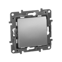 Выключатель 1-клавишный проходной 10А безвинтовое крепление алюминий ETIKA (IEK) 672405