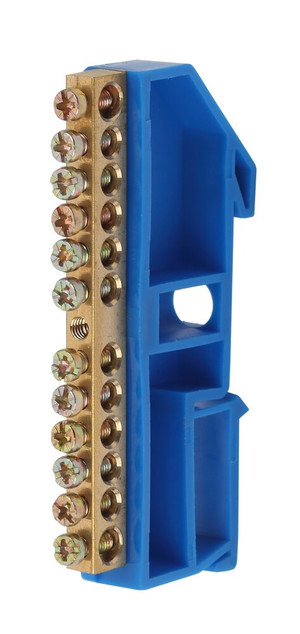 Шина NO-222-47 N ноль на DIN-изоляторе ШНИ-6х9-12-Д-синий (ЭРА) Б0033428