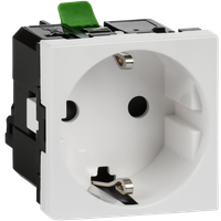 Розетка с заземляющим контактом без защитной шторки и безвинтовым зажимом (2 модуля) белая (IEK) 4521054