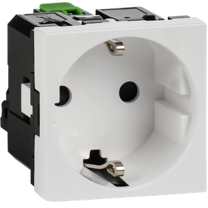 Розетка с заземляющим контактом защитной шторкой и безвинтовым зажимом (2 модуля) белая (IEK) 4521055