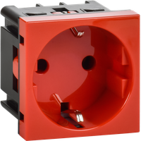 Розетка с заземляющим контактом без защитной шторки и винтовым зажимом (2 модуля) красная (IEK) 4525046