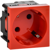 Розетка 45град с заземляющим контактом без защитной шторки и винтовым зажимом (2 модуля) красная (IEK) 4525051