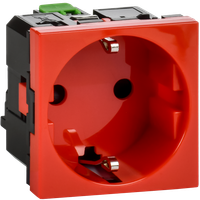 Розетка с заземляющим контактом защитной шторкой и безвинтовым зажимом (2 модуля) красная (IEK) 4525055