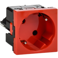 Розетка 45град с заземляющим контактом без защитной шторки и безвинтовым зажимом (2 модуля) красная (IEK) 4525058