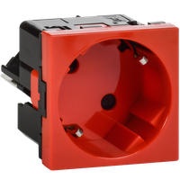 Розетка 45град с заземляющим контактом защитной шторкой и безвинтовым зажимом (2 модуля) красная (IEK) 4525059