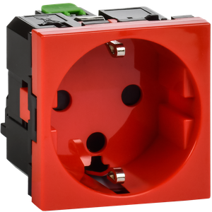 Розетка с заземляющим контактом защитной шторкой винтовым зажимом и блокировкой (2 модуля) красная (IEK) 4525061