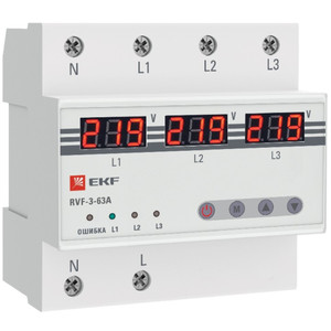 Реле выбора фаз с дисплеем RVF-3-63А PROxima (EKF) RVF-3-63a