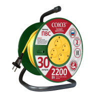 Удлинитель Союз силовой на катушке с 4 гнезда 2200 Вт 30м (UNIVersal) 481S-3203