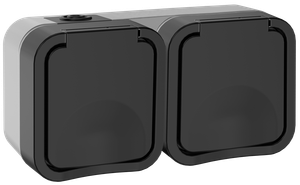 Розетка 2-местная горизонтальная TORS 16А IP55 графит (IEK) TS-R26-16-55-G-K53