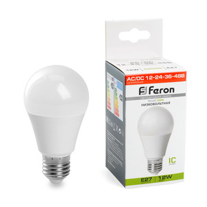 Лампа светодиодная низковольтная LED 12вт 12-24-36-48в Е27 белый (FERON) LB-193 48729