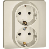 Розетка 2-местная с заземлением без защитных шторок 16А в сборе слоновая кость INSPIRIA (IEK) 673751