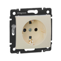 Розетка 1-местная с заземлением с защитными шторками 16А слоновая кость VALENA (IEK) 774321