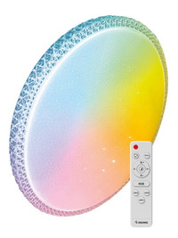 Светильник светодиодный ДБО-75 настенно-потолочный управляемый MYSTERY RGB 230В 3000-6500K 6000Лм 495x85мм с RGB подсветкой (Космос) KSMystRGB75W