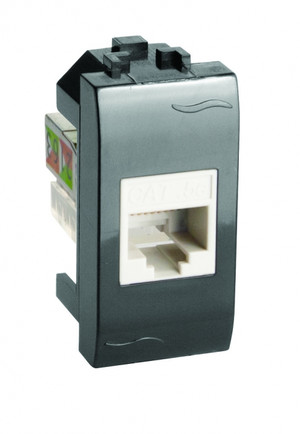 BRAVA Розетка компьютерная RJ45 (разъем PcNet) 1 модуль категория 5е черная (DKC) 77654N