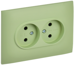 SKANDY Розетка 2-местная без заземления с защитными шторками 10А в сборе SK-R09G мятный IEK (IEK) SK-R23-10-K06-F