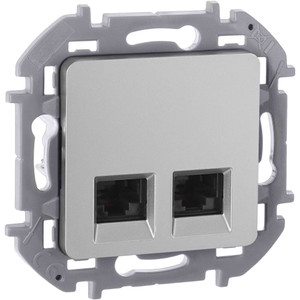 Розетка компьютерная двойная RJ45 категория 6 UTP алюминий INSPIRIA (IEK) 673842