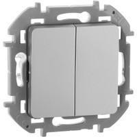 Выключатель 2-клавишный 10АХ безвинтовое крепление алюминий INSPIRIA (IEK) 673622