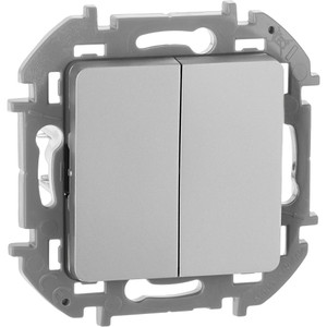 Выключатель 2-клавишный 10АХ безвинтовое крепление алюминий INSPIRIA (IEK) 673622