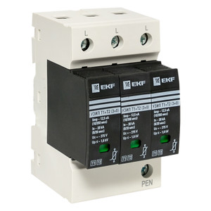 Устройство защиты от импульсных перенапряжений Т1+Т2 Im-12,5kA In-20kA Uc-275В 3+0 PROxima (EKF) OV12-3-503
