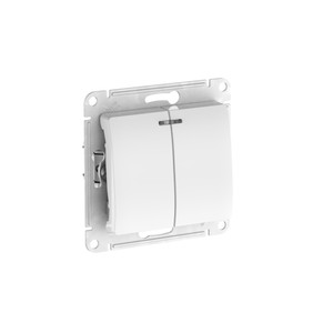 GLOSSA 2-клавишный ВЫКЛЮЧАТЕЛЬ с подсветкой, сх.5а, 10АХ, быстрозажимные клеммы, БЕЛЫЙ (Systeme Electric) GSL000153S