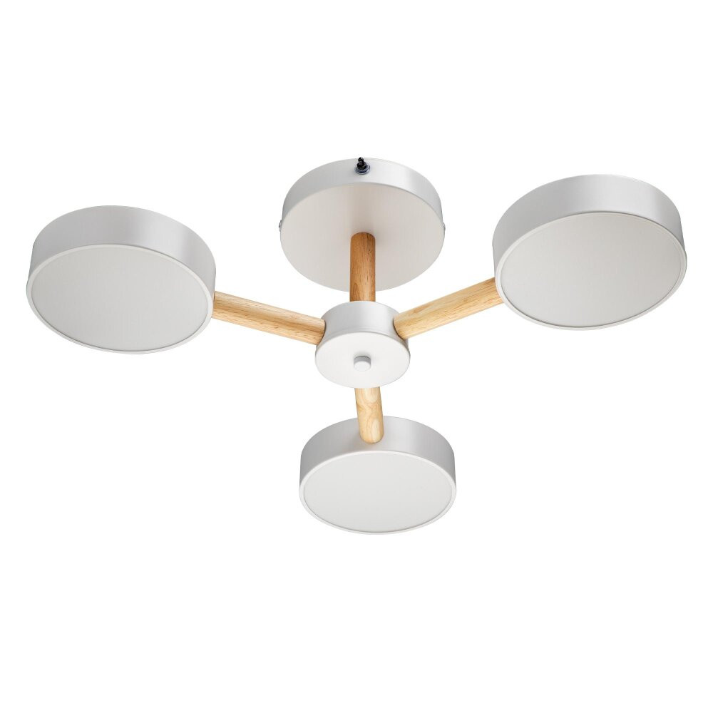 Люстра потолочная светодиодная диммируемая, SCANDIA, с ДУ, 3 режима, 520х520х170мм, 45Вт, 2700К/4200К/6400К, 17м, белый/дерево (RITTER) 51589 4