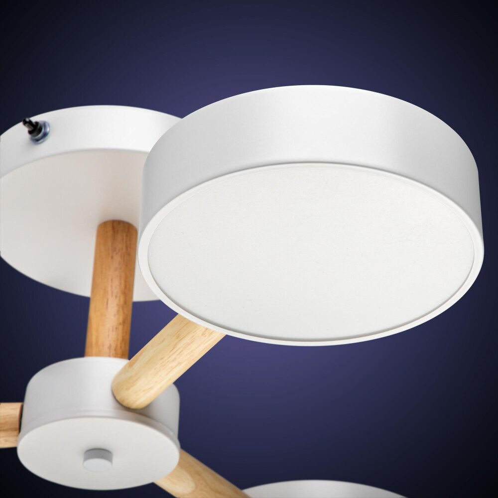 Люстра потолочная светодиодная диммируемая, SCANDIA, с ДУ, 3 режима, 520х520х170мм, 45Вт, 2700К/4200К/6400К, 17м, белый/дерево (RITTER) 51589 4