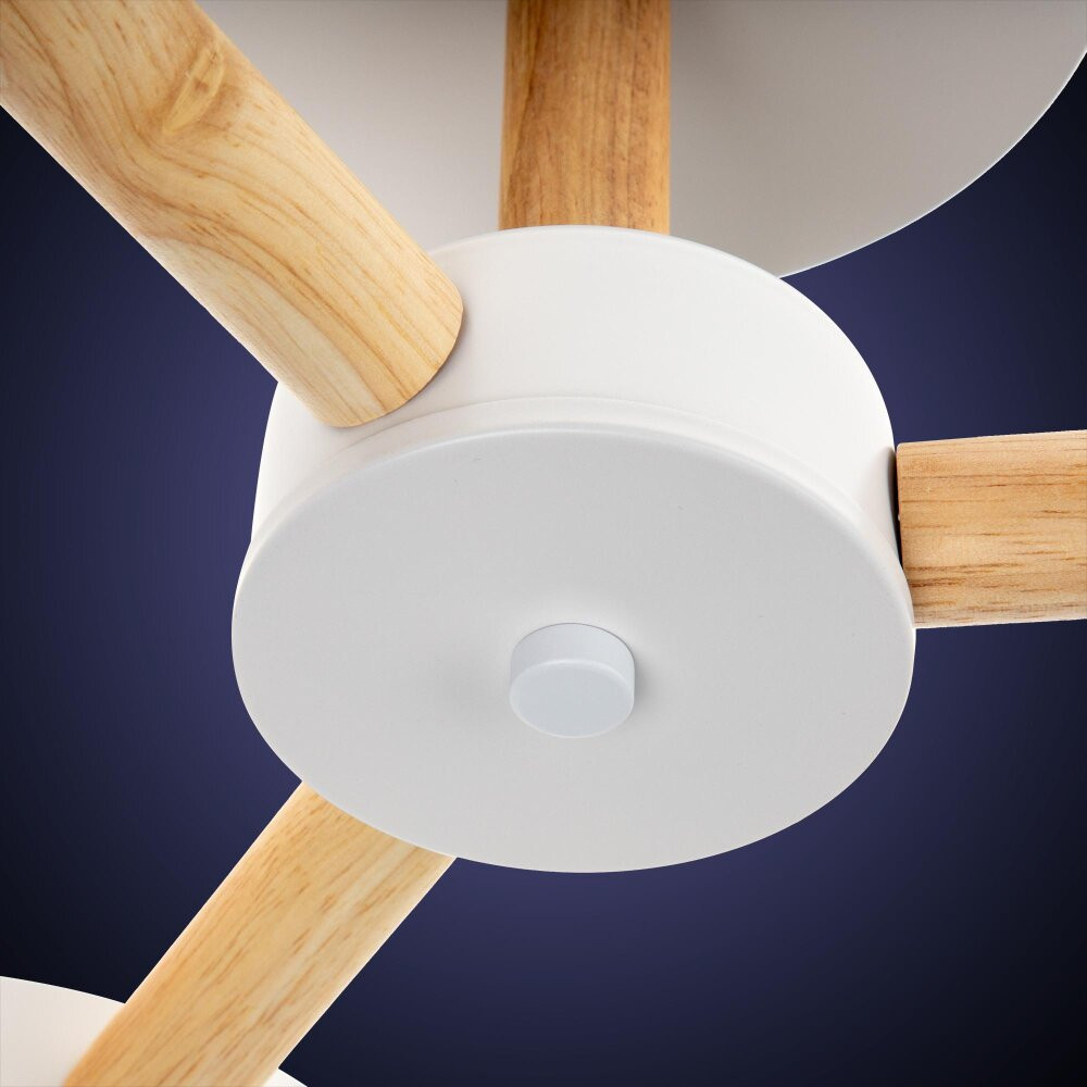 Люстра потолочная светодиодная диммируемая, SCANDIA, с ДУ, 3 режима, 520х520х170мм, 45Вт, 2700К/4200К/6400К, 17м, белый/дерево (RITTER) 51589 4