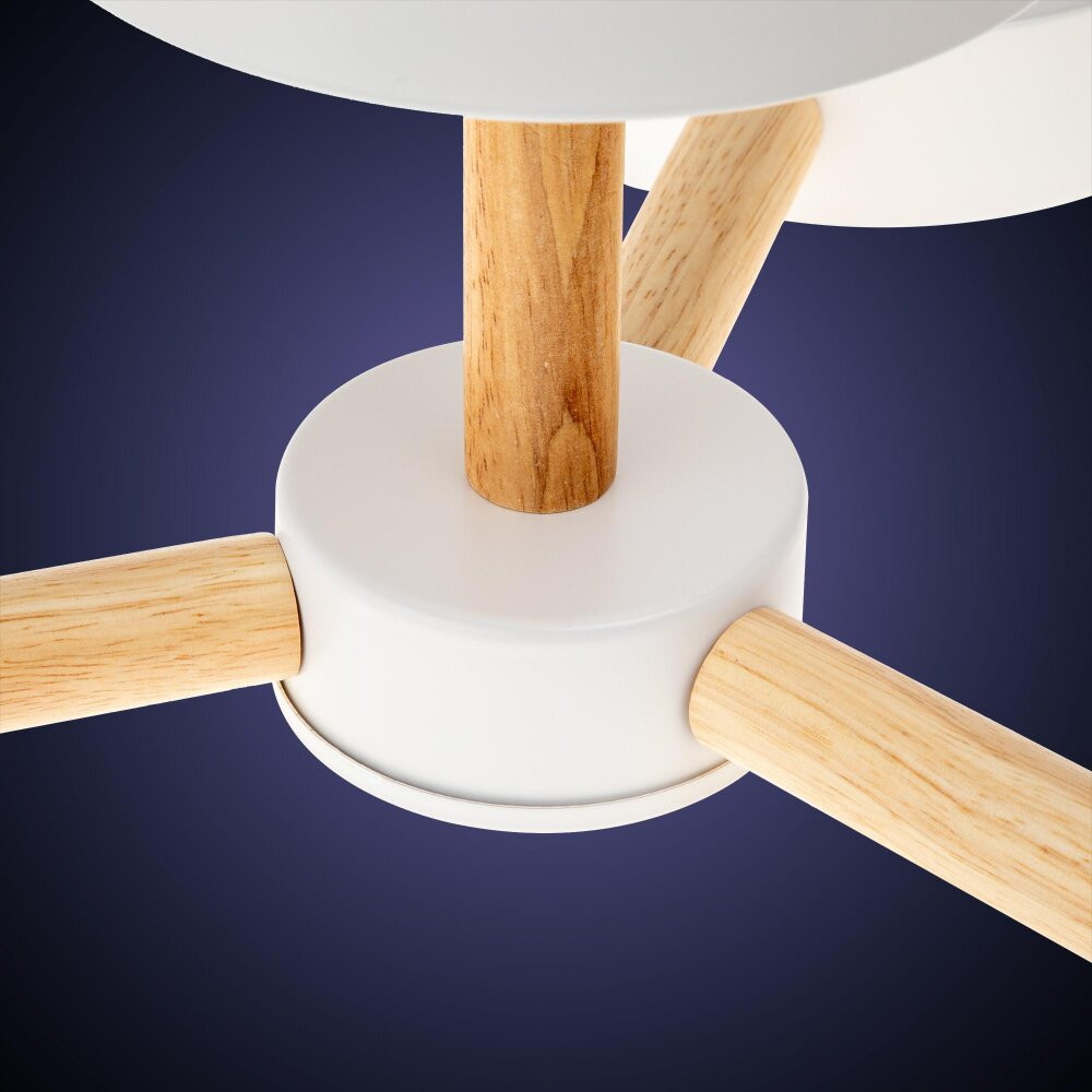 Люстра потолочная светодиодная диммируемая, SCANDIA, с ДУ, 3 режима, 520х520х170мм, 45Вт, 2700К/4200К/6400К, 17м, белый/дерево (RITTER) 51589 4