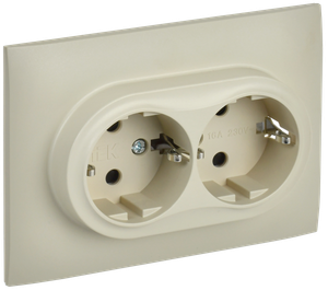 SKANDY Розетка 2-местная с заземлением с защитными шторками 16А в сборе SK-R07B бежевый IEK (IEK) SK-R24-16-K10-F