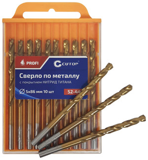 Сверло по металлу Cutop Profi с титановым покрытием, 8х117 мм (5 шт) (CUTOP) 52-453