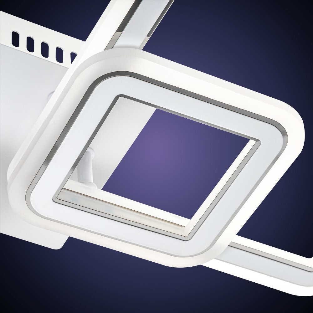 Люстра потолочная светодиодная диммируемая, SERENITA с ДУ, 3 режима, 650х320х85мм, 84 Вт, 2700+6400К/4200К/6400+2700К, 26м, белый/хром (RITTER) 52935 8