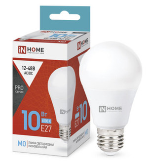 Лампа светодиодная низковольтная LED-MO-PRO 10Вт 12-48В Е27 6500К 900Лм IN HOME (IN-HOME) 4690612038056