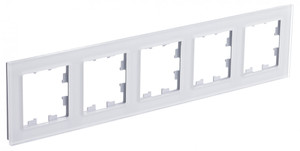 ATLASDESIGN NATURE рамка пятипостовая, ОРГАНИЧЕСКОЕ СТЕКЛО БЕЛЫЙ (Systeme Electric) ATN320105