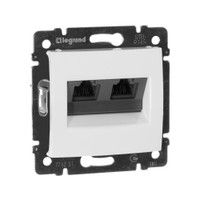 Розетка компьютерная двойная RJ45 категория 5Е UTP с захватами белый VALENA (IEK) 774231