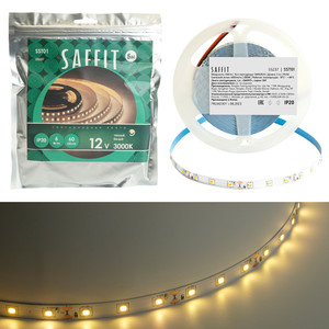 Лента светодиодная LEDх60/м 5м 6w/m 12в 3000К (SAFFIT) SST01 55237